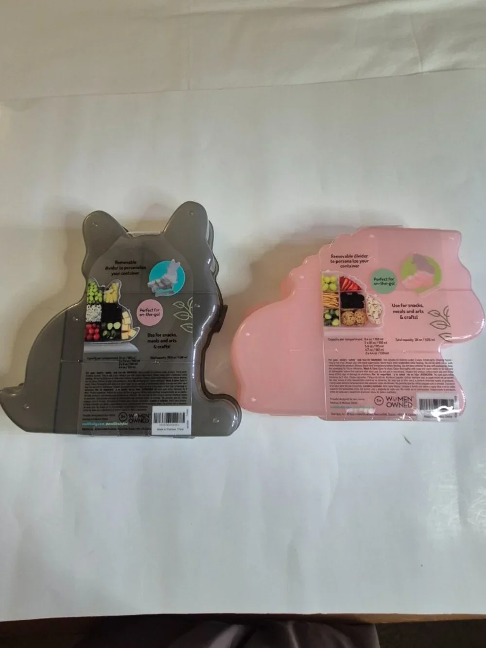 Melii Dog + Unicorn Shape Snackle Box Bundle With 7 Adjustable Compartments, NWT